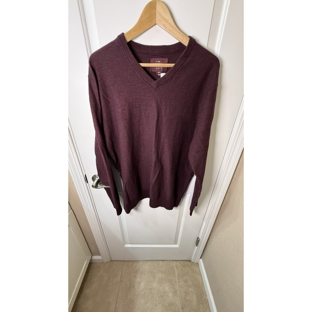 Alesbury Men's XL‎ Burgundy V-Neck Sweater – 100% Cotton